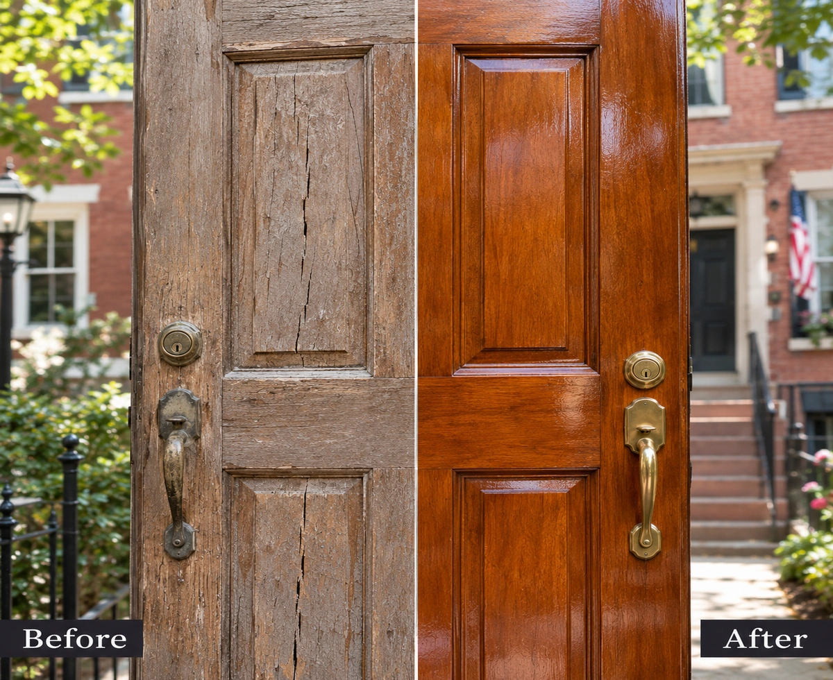 The Ultimate Guide to Door Refinishing in Washington DC, Virginia & Maryland 1 Door refinishing Washington DC — freeze-thaw damage versus professional marine-grade finish