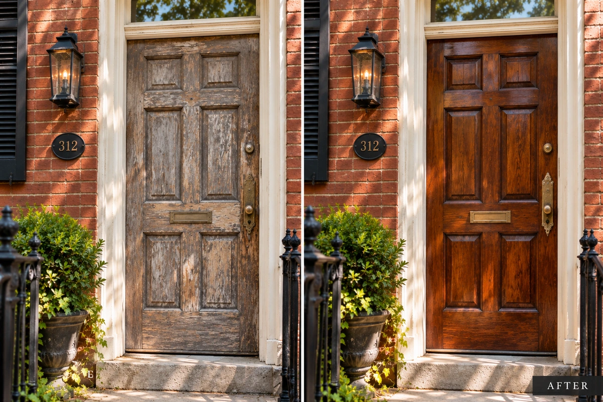 Door Refinishing Capitol Hill DC 5 Before and after door refinishing Capitol Hill DC front door restoration