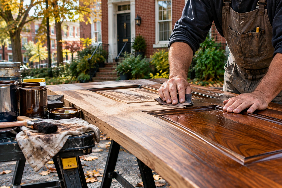 Door Refinishing Richmond, VA — Church Hill, The Fan District & Museum District 4 door refinishing process for Richmond VA wood doors
